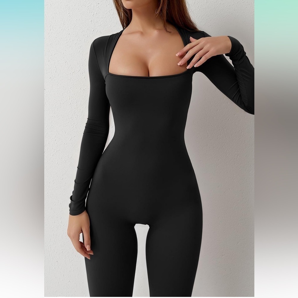 NWT Jumpsuits for Women Square Neck Wide Leg Full Length Romper Playsuit - Picture 6 of 6